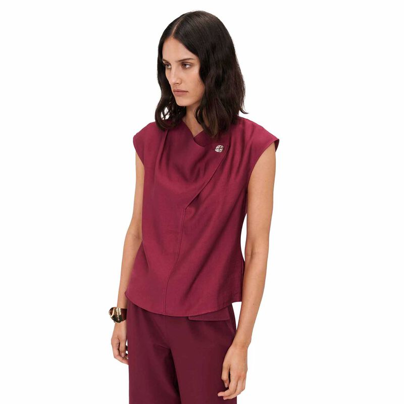 Veronika Maine Washed Twill Cowl Neck Top image number 0